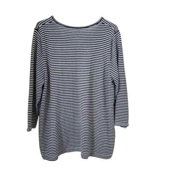 Talbots Size 2X Navy Blue & White Stripe Long Sleeve Sweater, V Neck, EUC - Picture 2 of 8